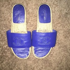 Chanel espadrilles leather flat sandal